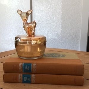 Vintage Jeanette glass deer trinket box